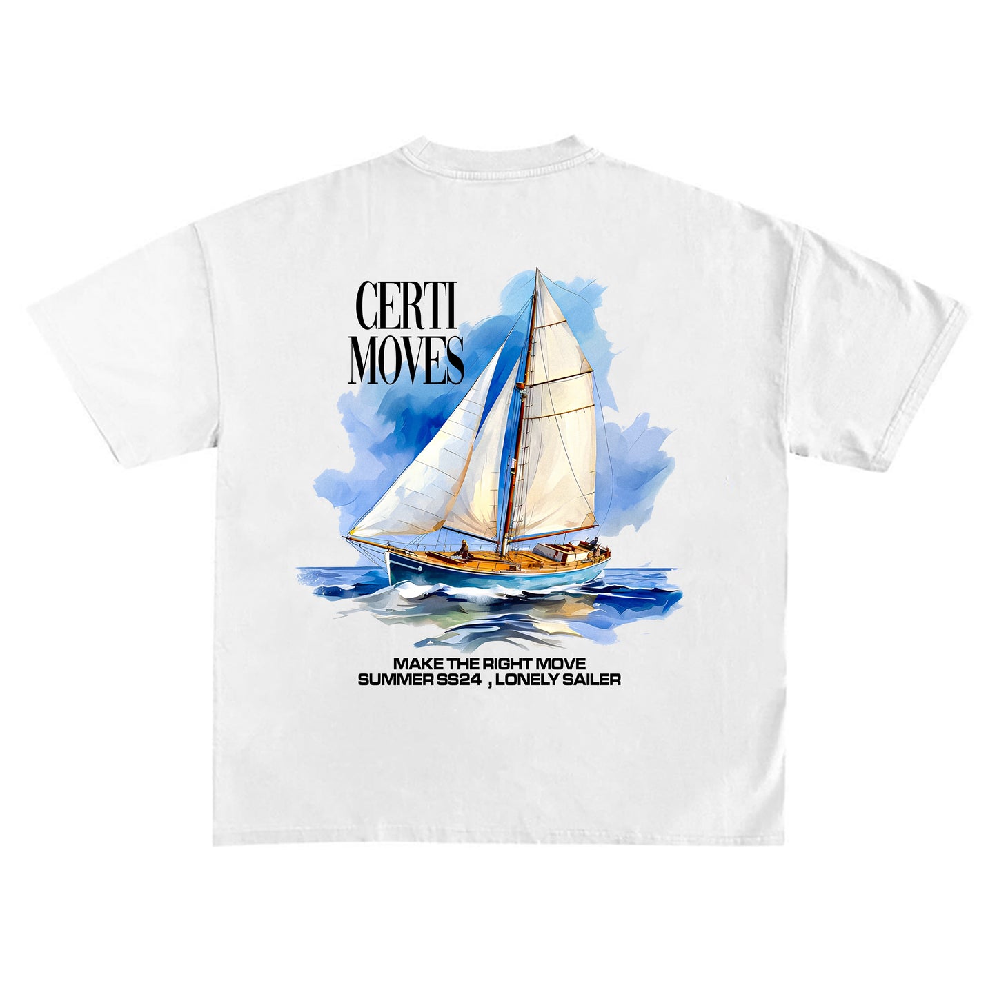 Lonely Sailor Oversized White T-Shirt